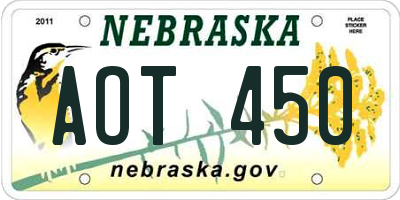 NE license plate AOT450