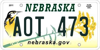 NE license plate AOT473