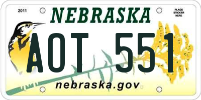 NE license plate AOT551