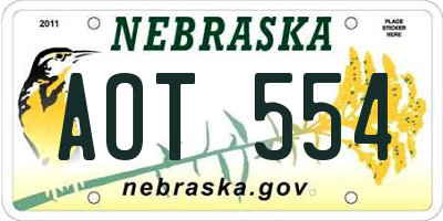 NE license plate AOT554