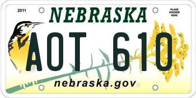 NE license plate AOT610