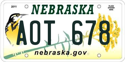 NE license plate AOT678