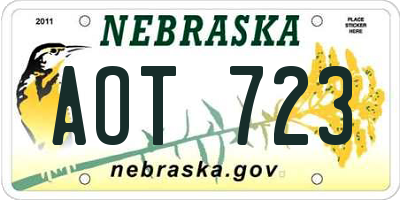 NE license plate AOT723