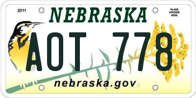 NE license plate AOT778