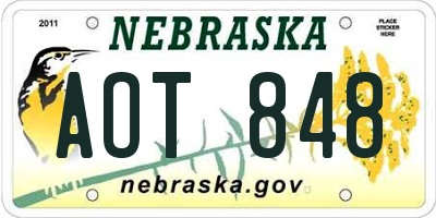 NE license plate AOT848