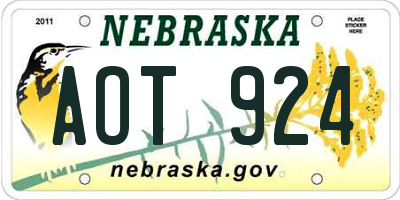 NE license plate AOT924
