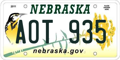 NE license plate AOT935