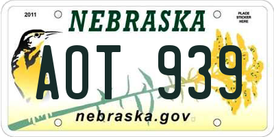 NE license plate AOT939
