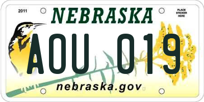 NE license plate AOU019