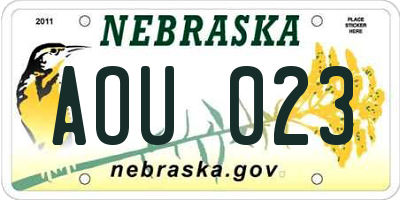 NE license plate AOU023