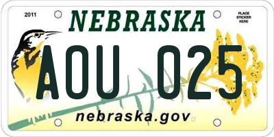 NE license plate AOU025