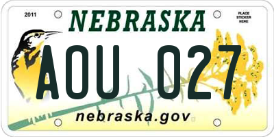 NE license plate AOU027