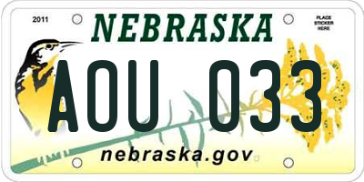 NE license plate AOU033
