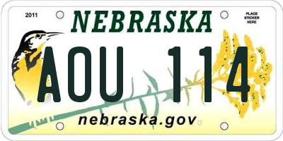 NE license plate AOU114