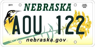 NE license plate AOU122