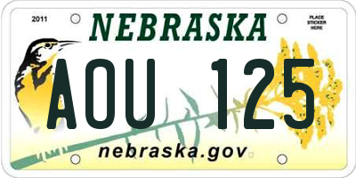 NE license plate AOU125