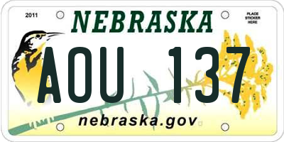 NE license plate AOU137
