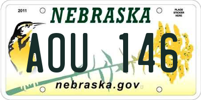 NE license plate AOU146