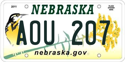 NE license plate AOU207