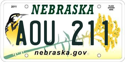 NE license plate AOU211