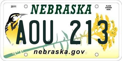 NE license plate AOU213