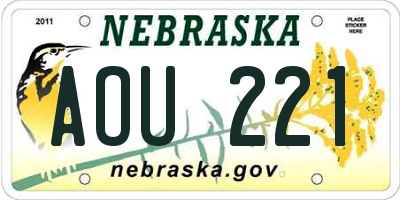 NE license plate AOU221