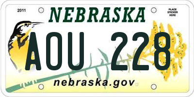 NE license plate AOU228