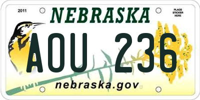 NE license plate AOU236