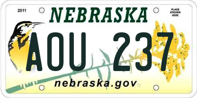 NE license plate AOU237