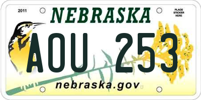 NE license plate AOU253