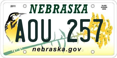 NE license plate AOU257