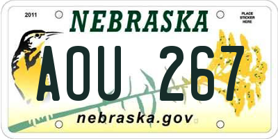 NE license plate AOU267