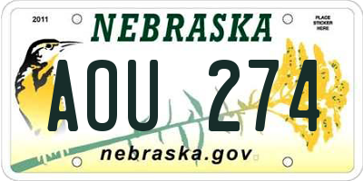 NE license plate AOU274
