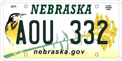 NE license plate AOU332