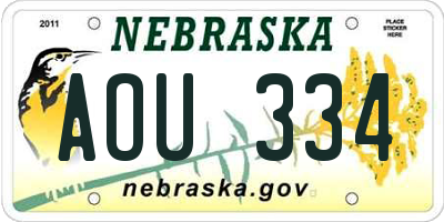 NE license plate AOU334