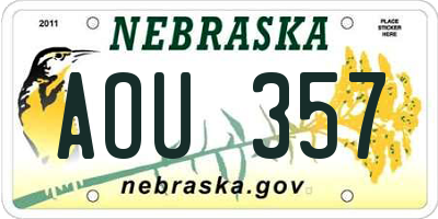 NE license plate AOU357
