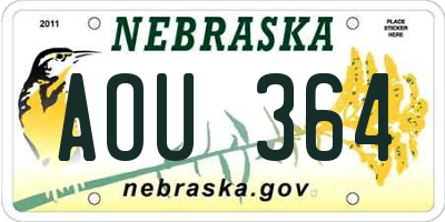 NE license plate AOU364