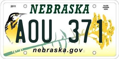 NE license plate AOU371