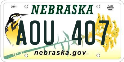 NE license plate AOU407