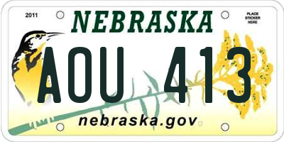 NE license plate AOU413