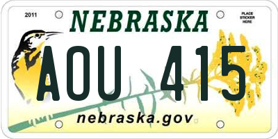 NE license plate AOU415