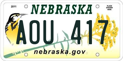 NE license plate AOU417