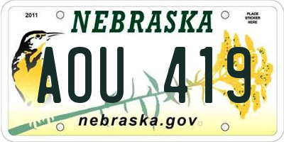 NE license plate AOU419