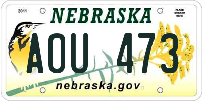 NE license plate AOU473