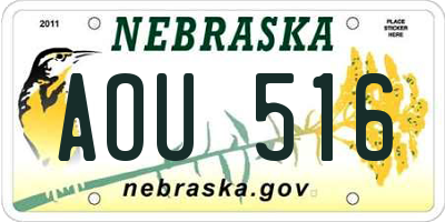 NE license plate AOU516