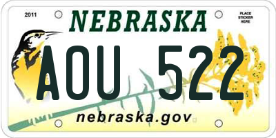 NE license plate AOU522