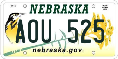 NE license plate AOU525