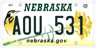 NE license plate AOU531