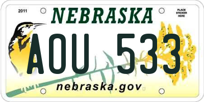 NE license plate AOU533