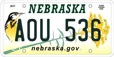 NE license plate AOU536